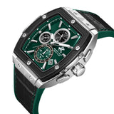 Beverly Hills Polo Club Men's Analog Watch, Green Dial Multi-Function With Black Leather Strap, BP3841X.371