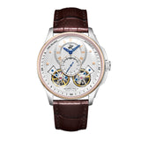 Beverly Hills Polo Club Men's Automatic Watch, Silver Dial Multi-Function With Brown Leather Strap, BP3847X.532