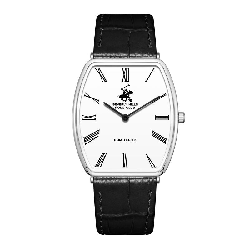 Beverly Hills Polo Club men analog watch, white dial with black leather strap, model BH-BP3863X.331, Bahrain