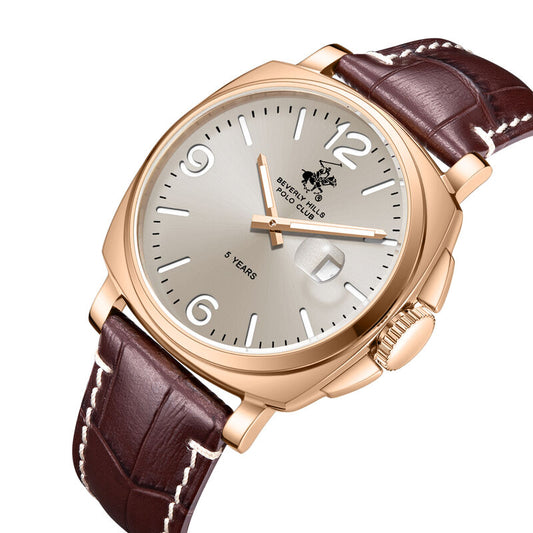 Beverly Hills Polo Club, Men's, Analog Watch, Silver Dial, with Leather Band, BH-BP3867X.162