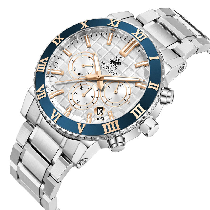 Beverly Hills Polo Club, Men's, Analog Watch, Silver Dial, with Stainless Steel Band, BH-BP3869X.330