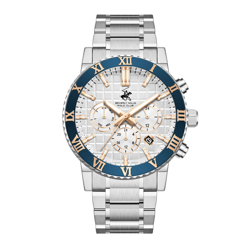 Beverly Hills Polo Club, Men's, Analog Watch, Silver Dial, with Stainless Steel Band, BH-BP3869X.330