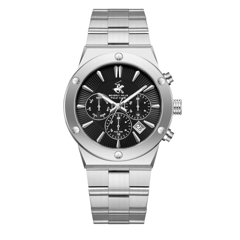 Beverly Hills Polo Club, Men's, Analog Watch, Black Dial, with Stainless Steel Band, BH-BP3871X.350