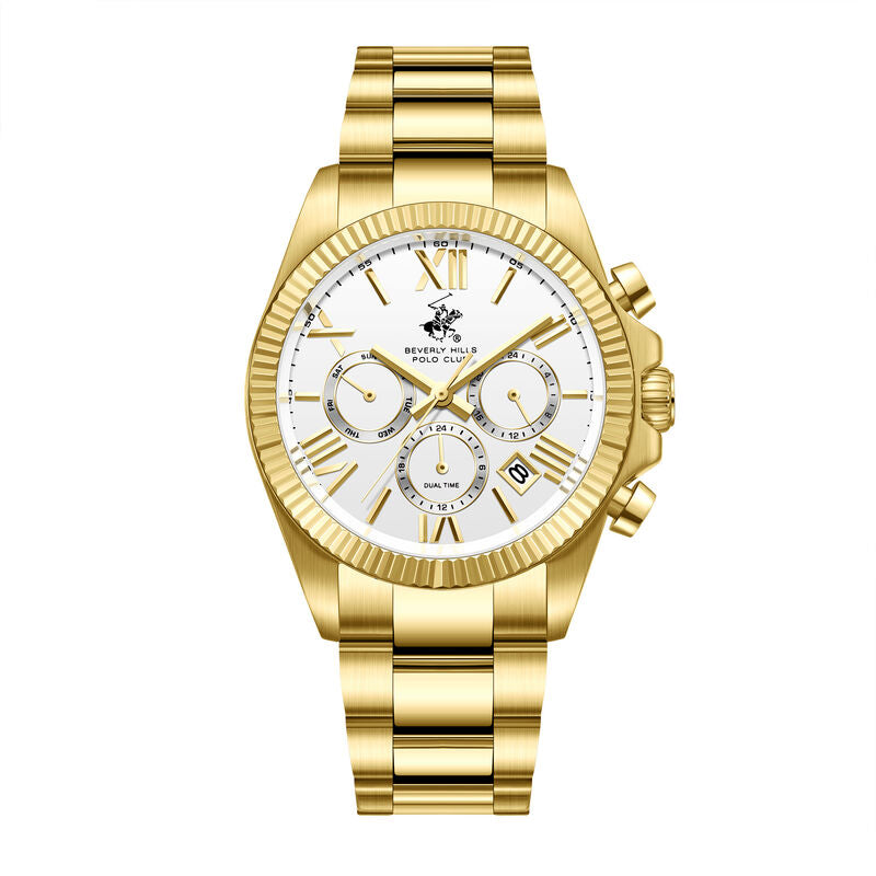 Beverly Hills Polo Club, Men's, Analog Watch, Gold Dial, with Stainless Steel Band, BH-BP3874X.130