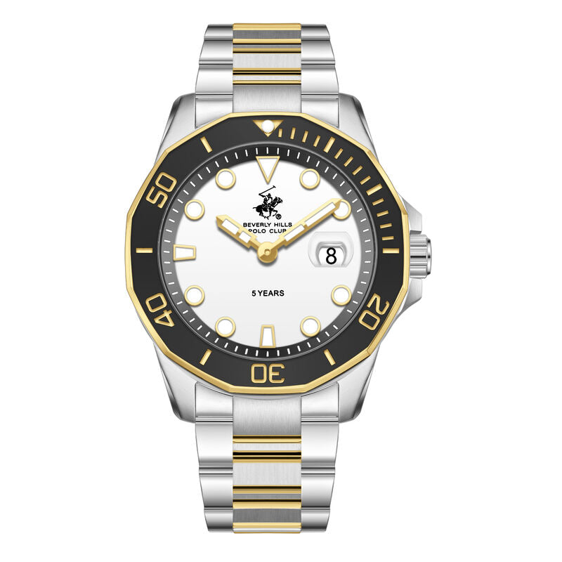 Beverly Hills Polo Club, Men's, Analog Watch, White Dial, with Stainless Steel Band, BH-BP3878X.230