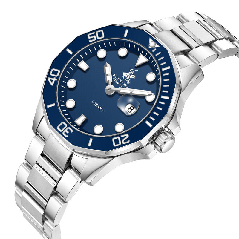 Beverly Hills Polo Club, Men's, Analog Watch, Blue Dial, with Stainless Steel Band, BH-BP3878X.390