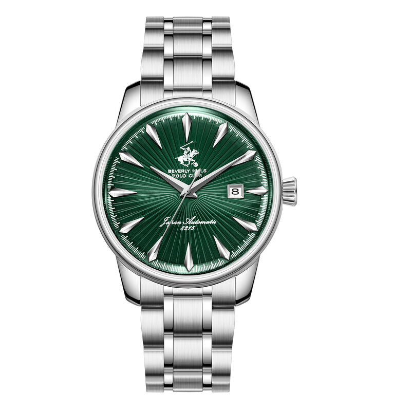 Beverly Hills Polo Club, Men's, Analog Watch, Green Dial, with Stainless Steel Band, BH-BP3880X.350