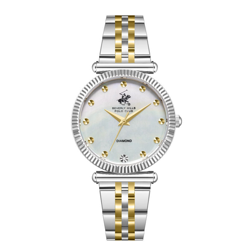 Beverly Hills Polo Club women analog watch, mother-of-pearl dial with silver stainless steel band, model BH-BP3881X.220, Bahrain
