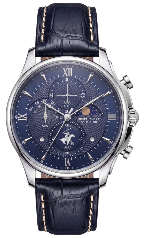 Beverly Hills Polo Club Men's Multifunction Watch with Dark Blue Dial and Dark Blue  Beverly Hills Polo Club Band, BP3893X.399