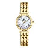 Beverly Hills Polo Club Women's Diamond Accent Analog Watch with White Mother of Pearl Dial and Gold Stainless Steel Band, BP3894X.120