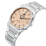 Beverly Hills Polo Club Men's Analog Watch with Salmon Dial and Silver Stainless Steel Band, BP3897X.301