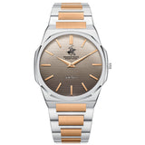 Beverly Hills Polo Club Men's Analog Watch with Dark Brown Dial and Silver and rose-gold-111 Stainless Steel Band, BP3897X.540