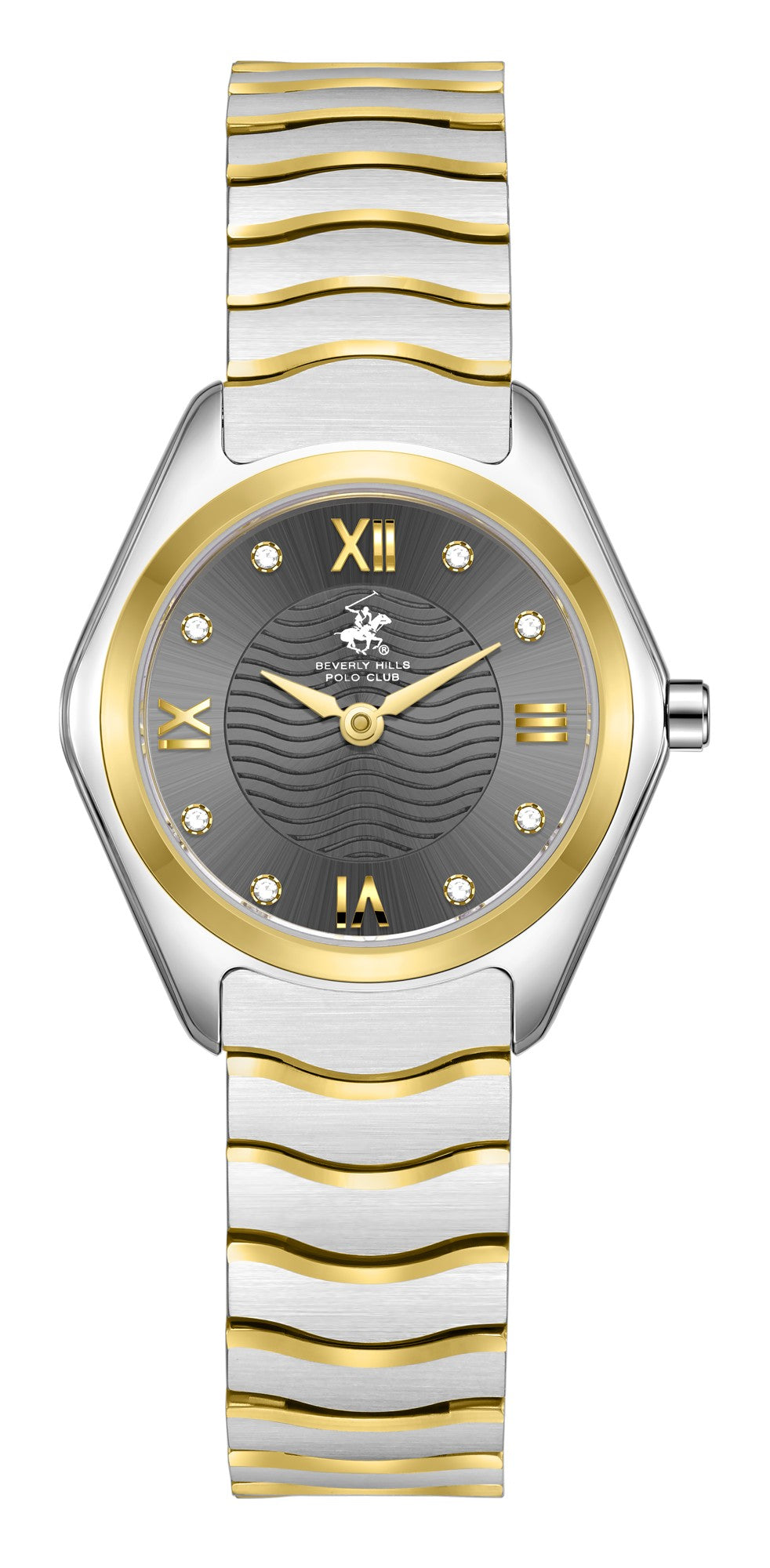 Beverly Hills Polo Club Women's Analog Watch with Grey Dial and Silver and Gold Stainless Steel Band, BP3904C.260