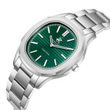 Beverly Hills Polo Club Men's Analog Watch with Dark Green Dial and Silver Stainless Steel Band, BP3906X.370