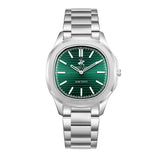 Beverly Hills Polo Club Men's Analog Watch with Dark Green Dial and Silver Stainless Steel Band, BP3906X.370