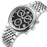 Beverly Hills Polo Club Men's Multifunction Watch with Black Dial and Silver Stainless Steel Band, BP3909X.350