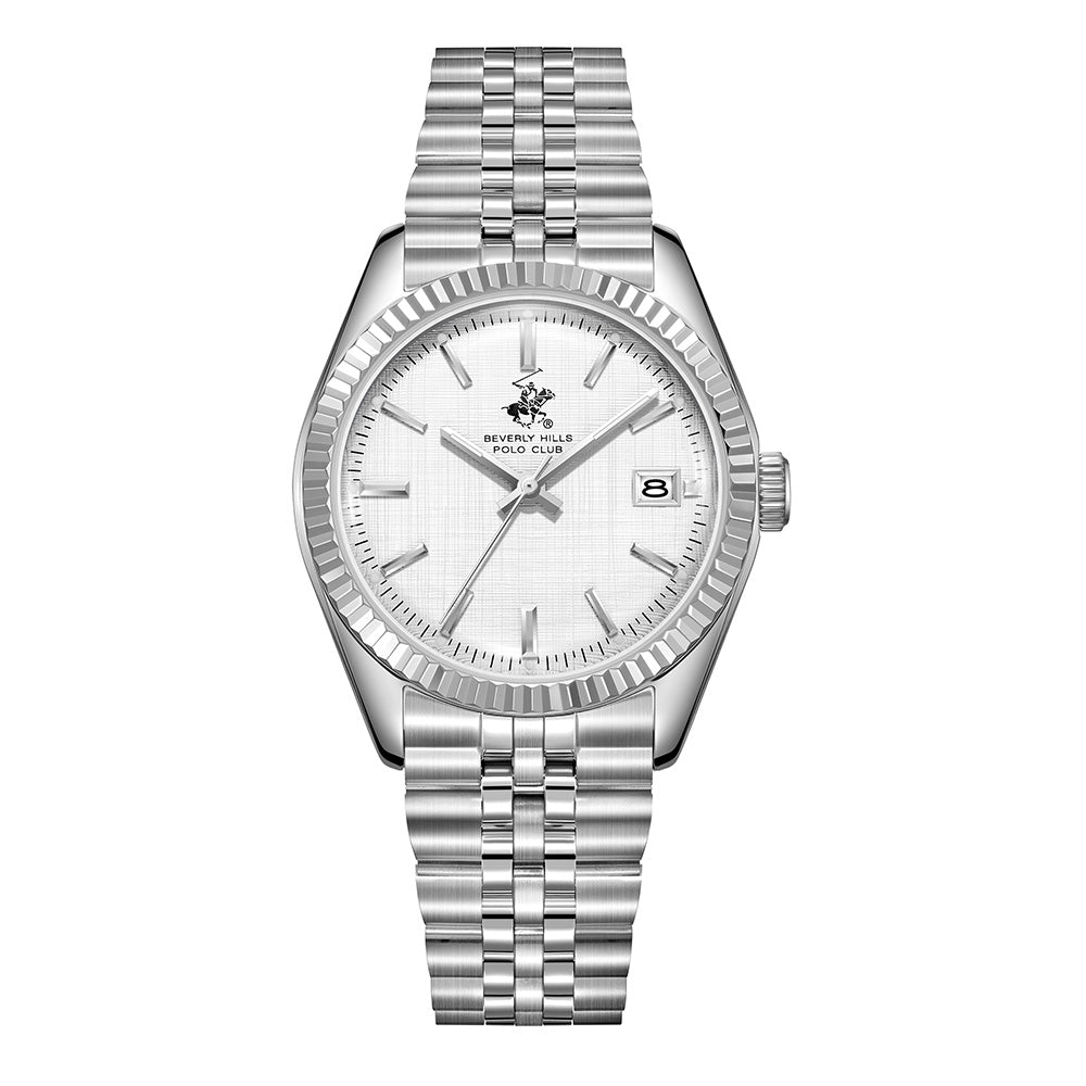 Beverly Hills Polo Club Men's Date Analog Watch with Silver Dial and Silver Stainless Steel and  Beverly Hills Polo Club Band, BP3911X.330