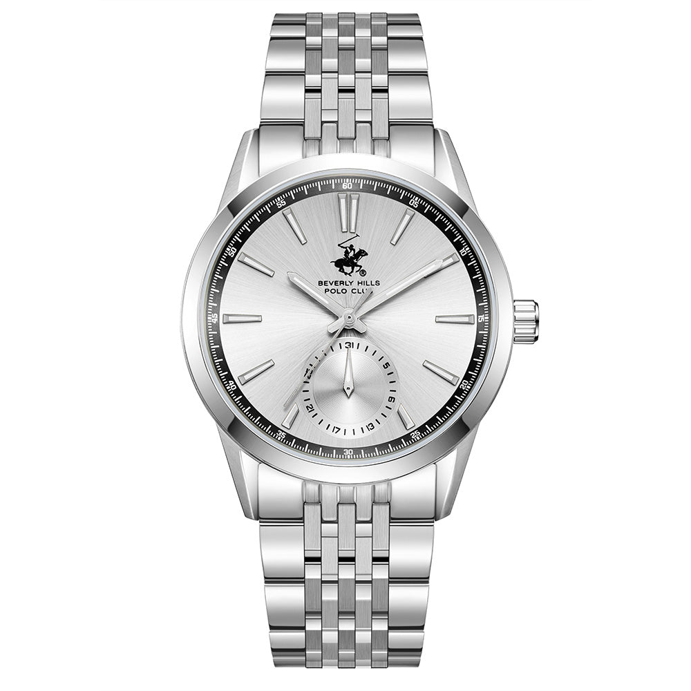 Beverly Hills Polo Club Men's Multifunction Watch with Silver Dial and Silver Stainless Steel Band, BP3913X.330