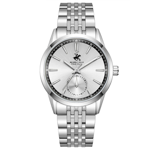 Beverly Hills Polo Club Men's Multifunction Watch with Silver Dial and Silver Stainless Steel Band, BP3913X.330