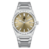 Beverly Hills Polo Club Men's Date Analog Watch with Brown Dial and Silver Stainless Steel Band, BP3918X.340