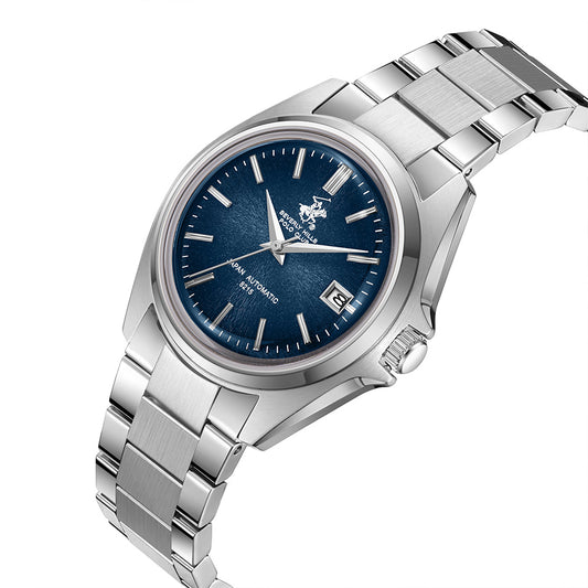Beverly Hills Polo Club Men's Automatic Watch with Dark Blue Dial and Silver Stainless Steel and  Beverly Hills Polo Club Band, BP3921X.390