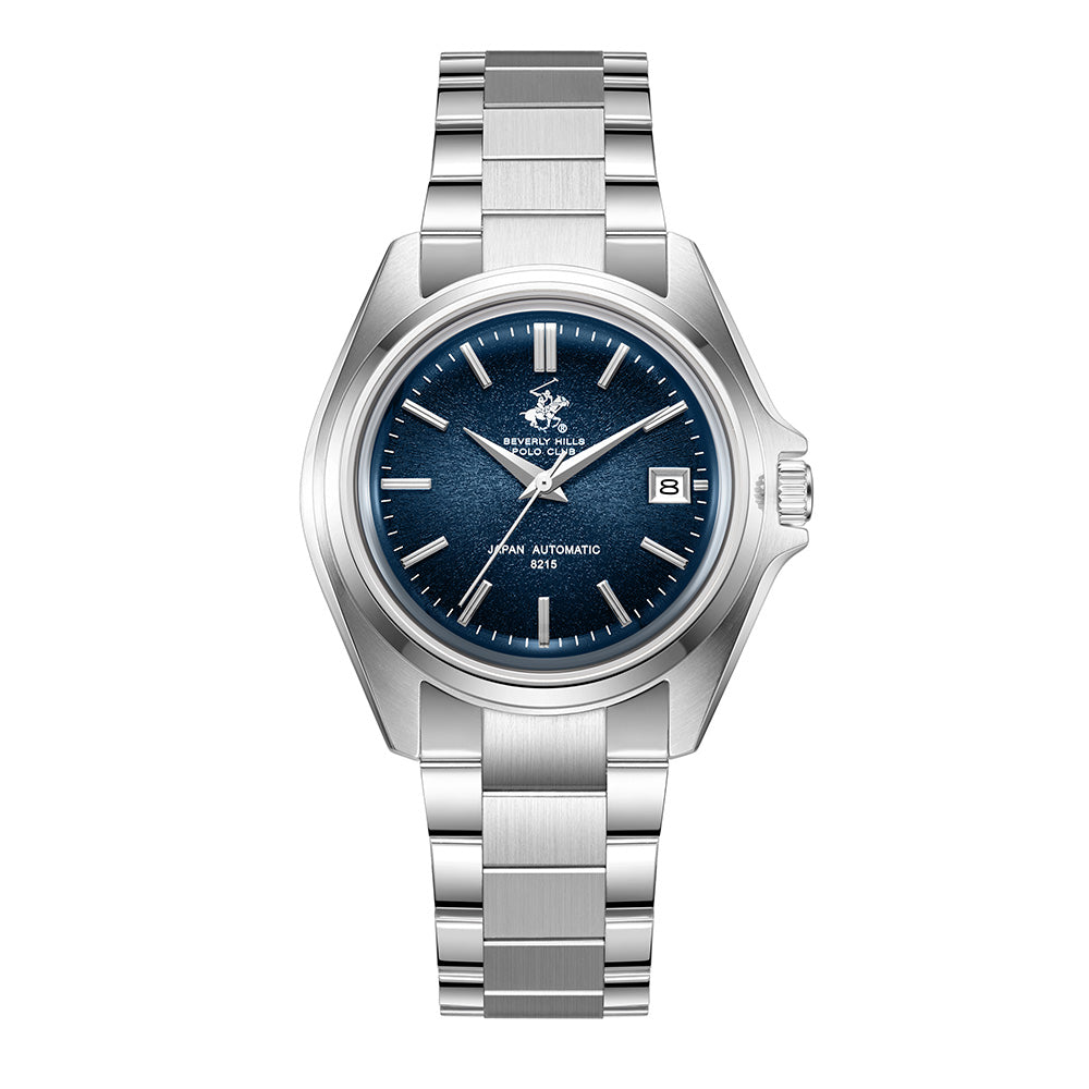 Beverly Hills Polo Club Men's Automatic Watch with Dark Blue Dial and Silver Stainless Steel and  Beverly Hills Polo Club Band, BP3921X.390