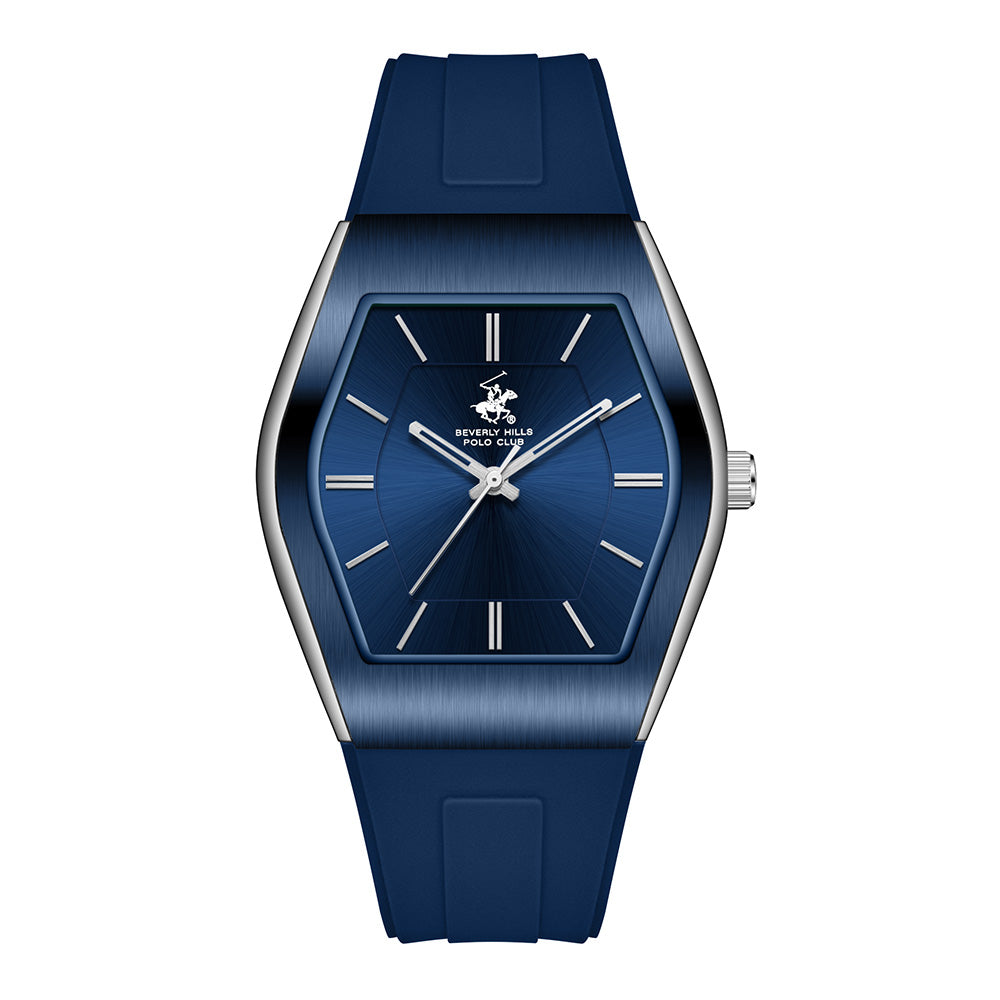 Beverly Hills Polo Club Men's Analog Watch with Dark Blue Dial and Blue Silicone Band, BP3932X.399