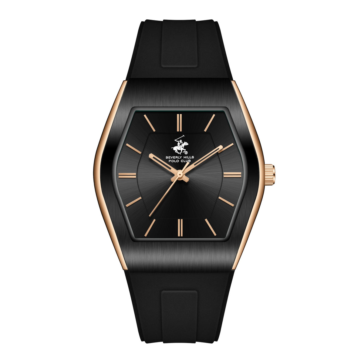 Beverly Hills Polo Club Men's Analog Watch with Black Dial and Black Silicone Band, BP3932X.851