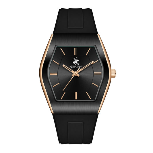 Beverly Hills Polo Club Men's Analog Watch with Black Dial and Black Silicone Band, BP3932X.851