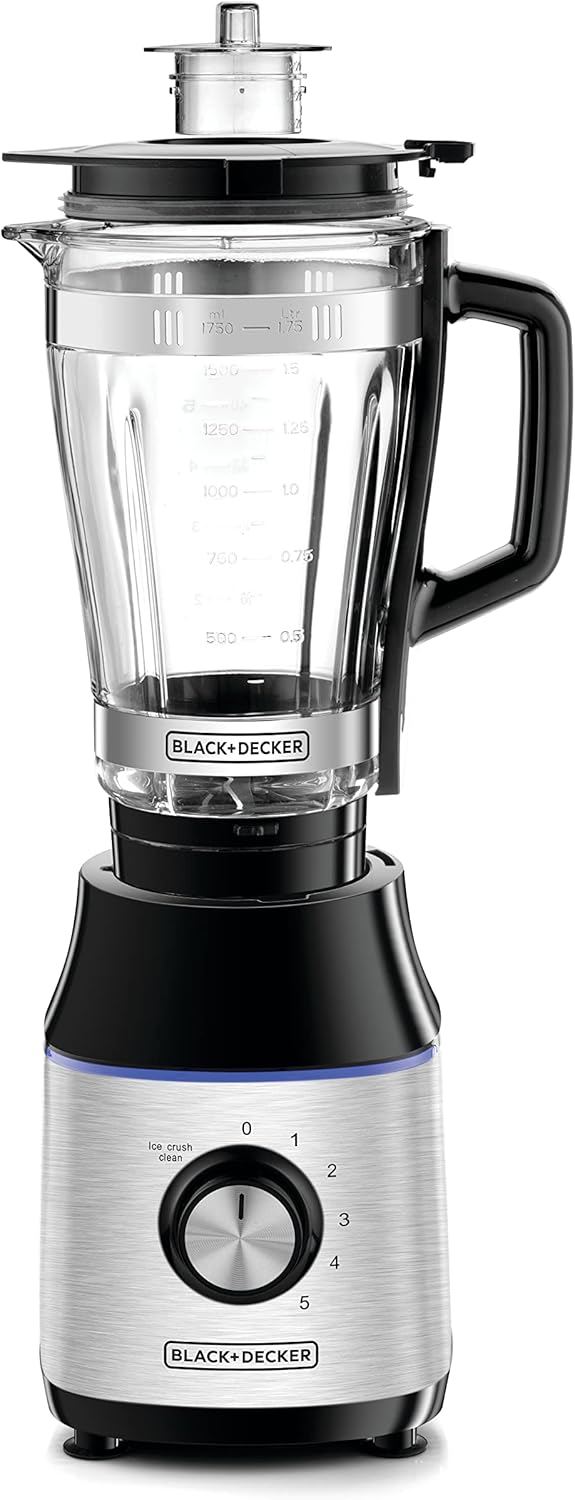 Black+Decker, 700W High Speed Premium Blender, with Glass Jar Silver/Black, BX650G Blender BL-BX650G