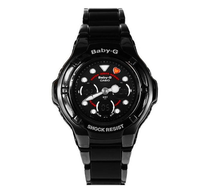 Baby-G Black Dial Black Stainless Steel Band Watch for Women, BGA124