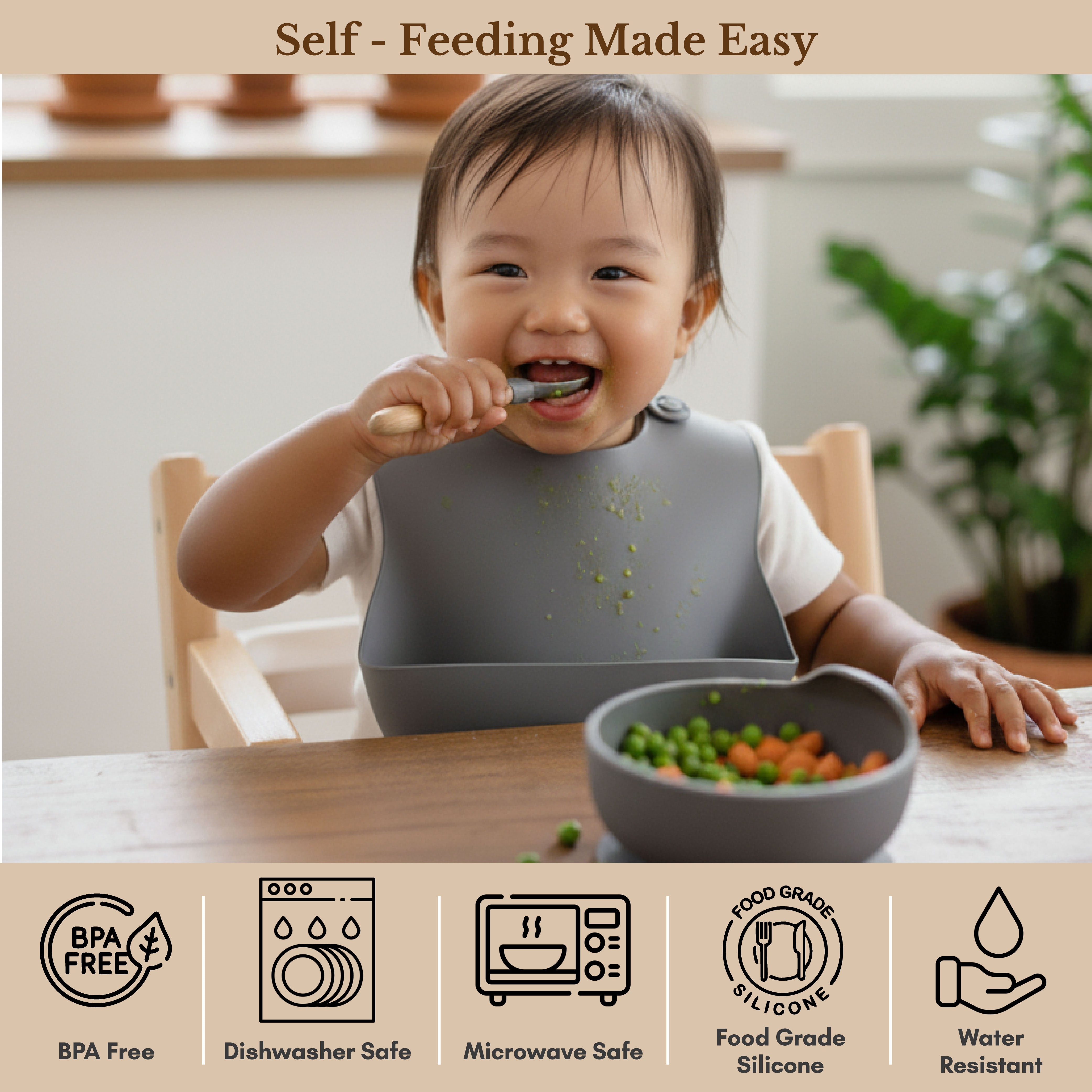 Milk It Baby Berry Blue Bib & Bowl Set, 100% Food Grade Silicone Set, MI-BBBB002