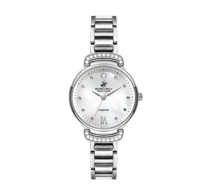 Beverly Hills Polo Club Women's Watch, Analog, White Dial, Silver Stainless Steel Strap, BP3268X.320