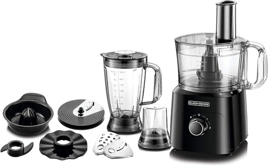 Black+Decker, 750W 34 Functions 5 In 1 Food Processor With Chopper, Blender, Grinder, Citrus Juicer & Dough Maker, Black FX775-B5 Food Processor BL-FX775-B5
