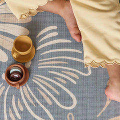 Milk It Baby Boho Azure And Modern Leaf Reversible Playmat, BOHOAZPM