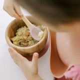 Milk It Baby, Bamboo Suction Baby Bowl & Spoon Set, Dusty Pink, MI-BAMBDP004