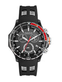 Quantum Men's Choronograph Watch Analog Black with Black Silicone Band, HNG834.651