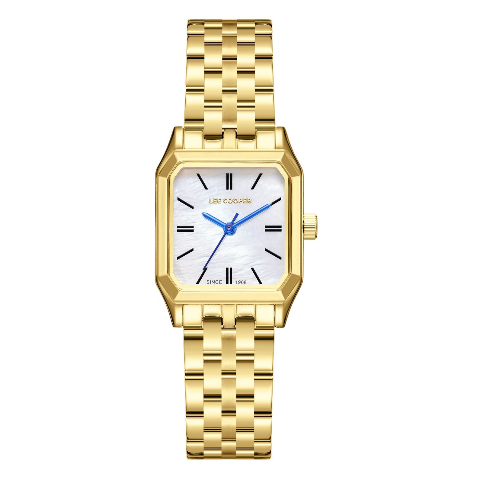 Lee Cooper Women's Watch Analog Mother of Pearl Dial with Gold Stainless Steel Band, LC08120.120