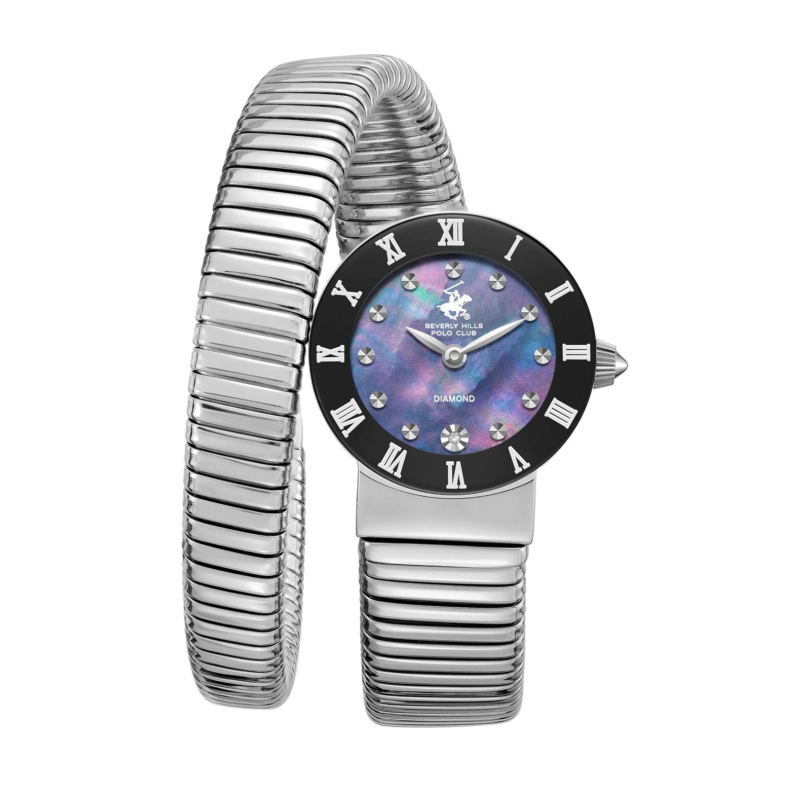 Beverly Hills Polo Club Women's Watch Analog Mother of Pearl Dial with Silver Stainless Steel Band,  BP3764C.350 
