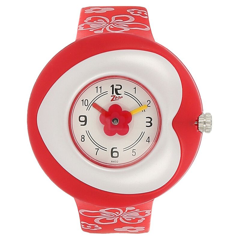 Zoop By Titan Kid's Watch Analog White Dial With Red Plastic Strap, 4007PP01