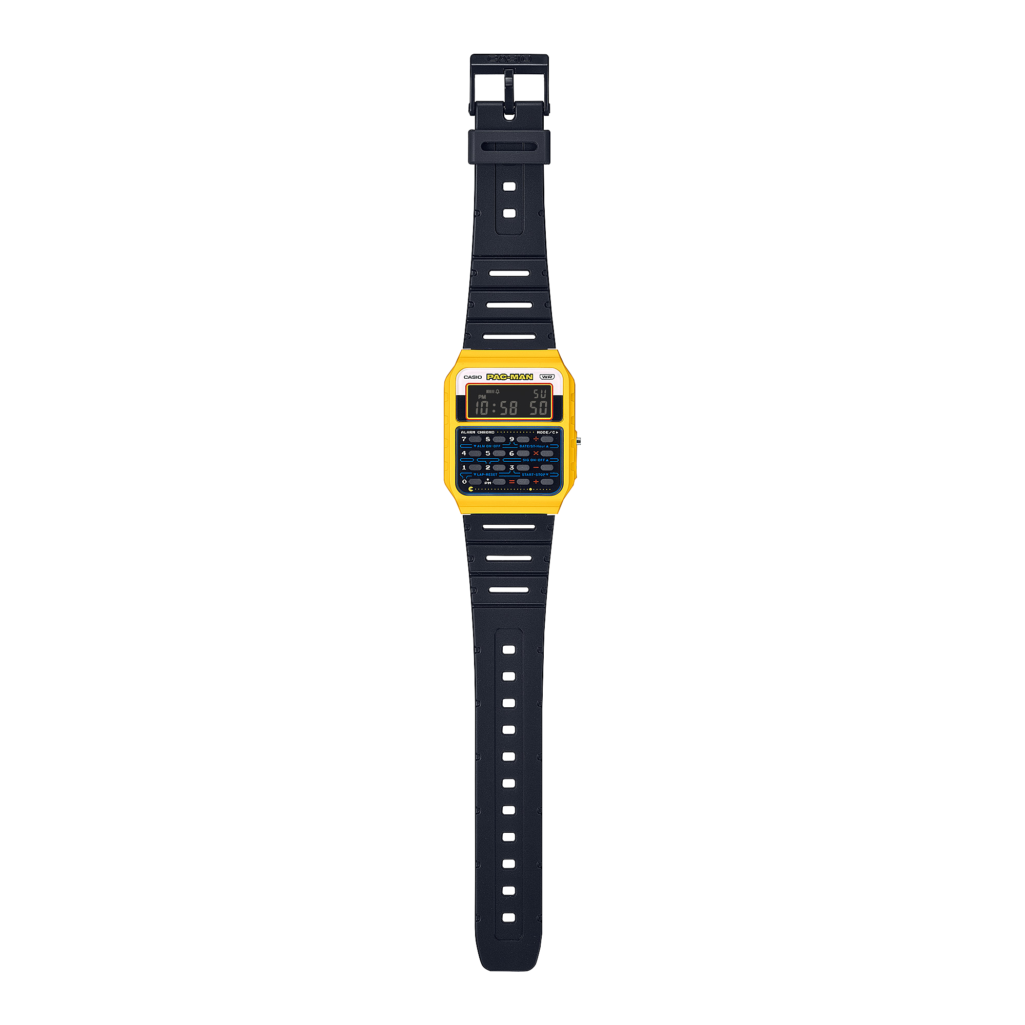 Casio Pac-Man Collection Unisex Calculator Watch Yellow Dial with Black Resin Band, CA-53WPC-1BDR