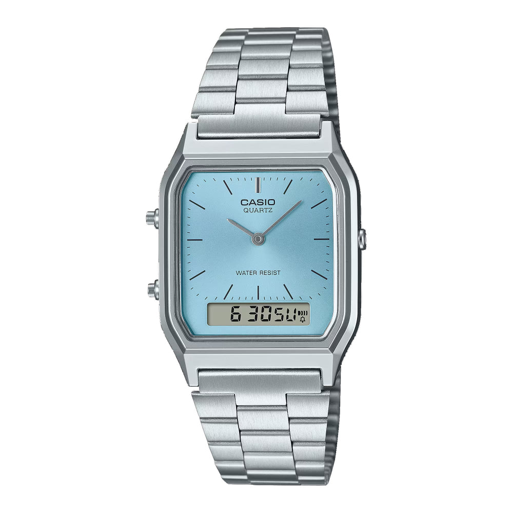 Casio, Men's Watch Vintage Collection Analog-Digital Blue Dial Silver Stainless Steel, 2A1MQYDF