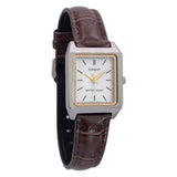 Casio Women's Watch Analog, White Dial Brown Leather Strap, LTP-V007L-7E2UD