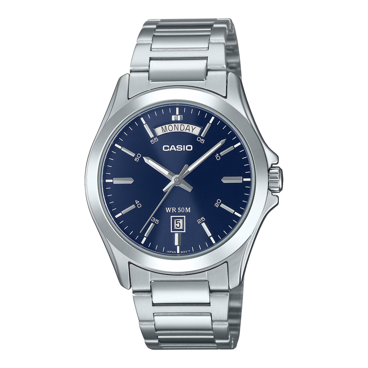 Casio Men's Watch Analog Blue Dial With Stainless Steel Band, MTP-1370D-2A2VDF