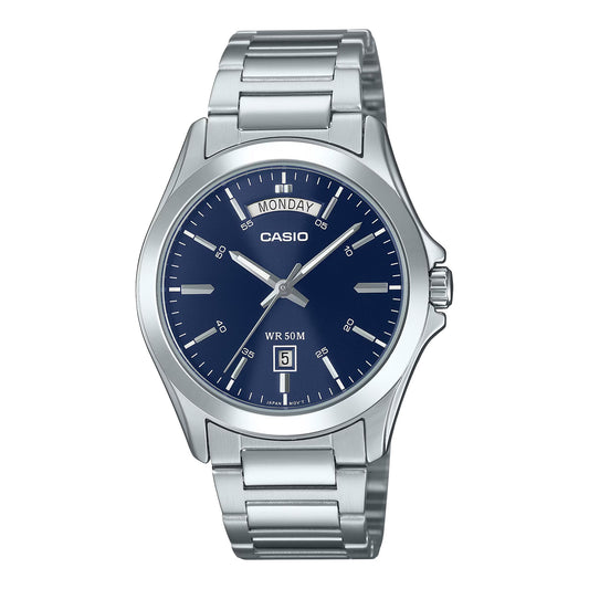 Casio Men's Watch Analog Blue Dial With Stainless Steel Band, MTP-1370D-2A2VDF