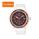 Casio, Womenâ€™s Watch Analog, Brown Dial White Resin Band, LX-S700H-5BVDF