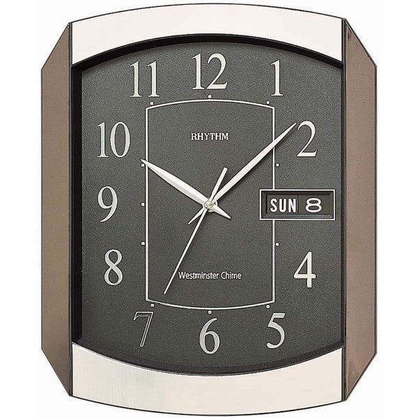 Rhythm Value Added Wall Clock | Westminster Chime & Strike, Day-Date Calendar | Black, CFH102NR02 Rhythm Wall Clock CFH102NR02