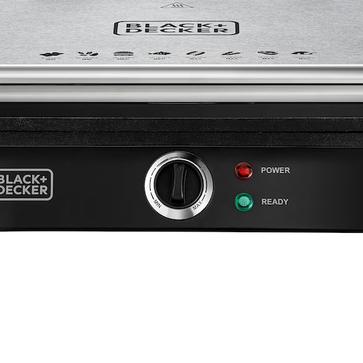 Black+Decker, 1400W Contact Grill With Full Flat Grill For Barbecue, Black, CG1400