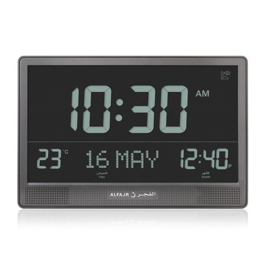 Alfajr Digital Desk Islamic Prayer Clock Black With Multiple Azan Sound And Prayer Times, CJ-17B authentic Alfajr CJ-17B Islamic prayer product in Bahrain