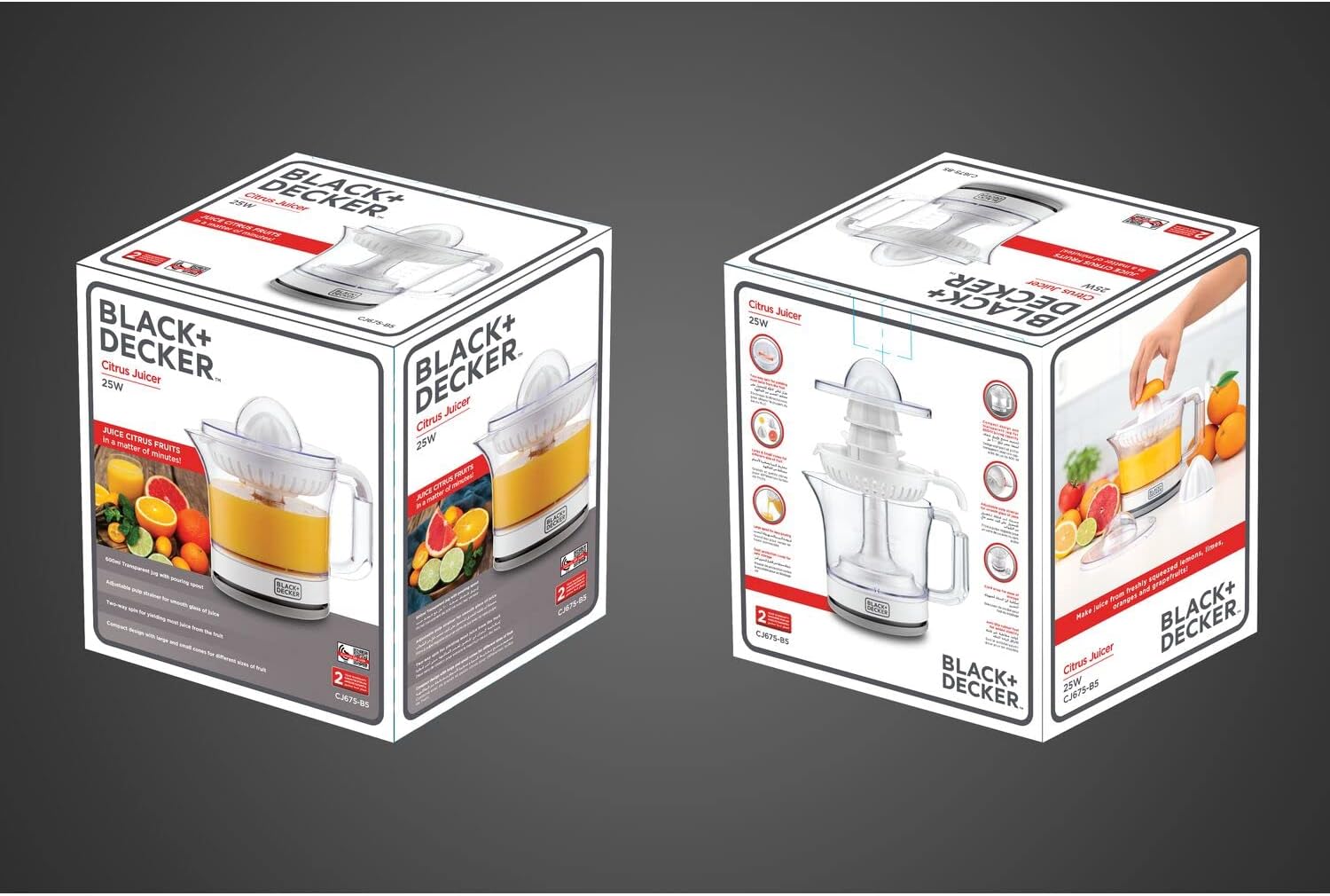 Black+Decker, Portable 600L Citrus Juicer, Dual Cones, Auto-Reversing,  Easy to Clean CJ675